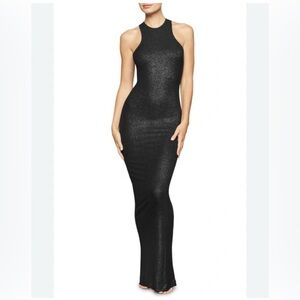 SKIMS Soft Lounge Shimmer Racerback Dress – Onyx Foil – Size L – NWT